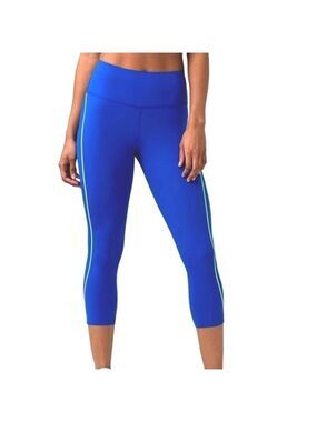 Lululemon Chase Me Crops Seawheeze Jet Stream Zippy Green Royal Blue Size 4